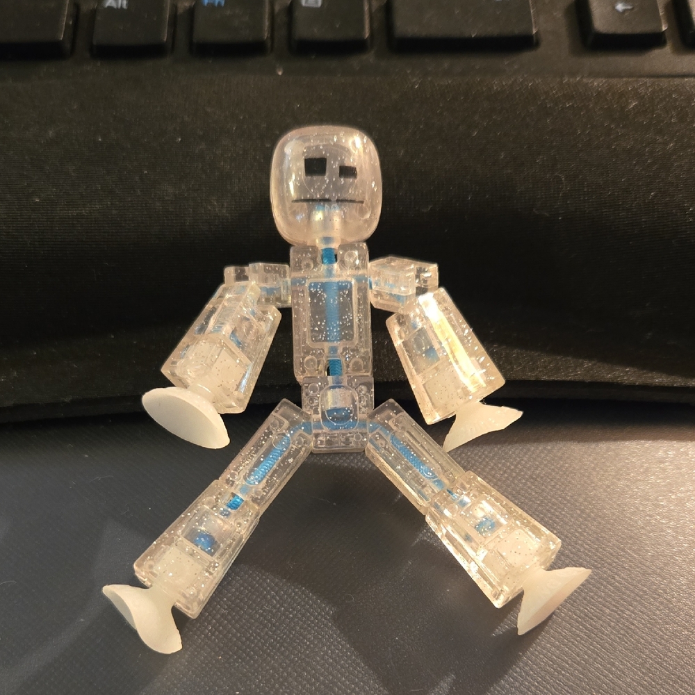 STIKBOT Poseable Action Motion Stop Animation Clear Animate Suction Cup Figure